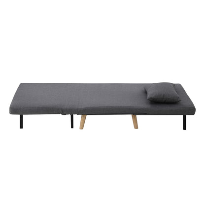 Oikiture Lounge Sofa Bed Linen Fabric Single Seat Grey-Folding Sofa Lounge-PEROZ Accessories