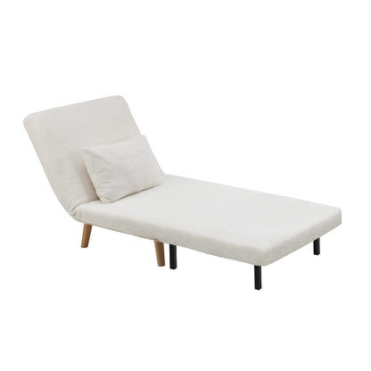 Oikiture Lounge Sofa Bed Sherpa Fabric Single Seat White-Folding Sofa Lounge-PEROZ Accessories
