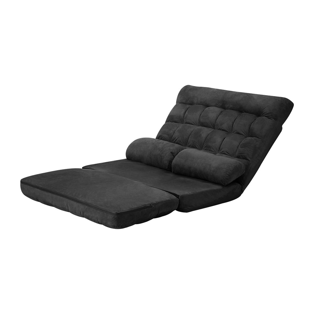 Oikiture Lounge Sofa Bed Floor Recliner 2 seater Folding Charcoal-Folding Sofa Lounge-PEROZ Accessories