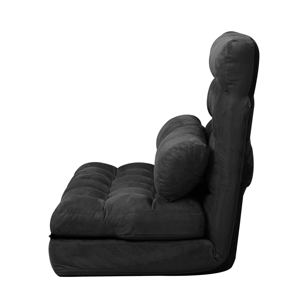 Oikiture Lounge Sofa Bed Floor Recliner 2 seater Folding Charcoal-Folding Sofa Lounge-PEROZ Accessories