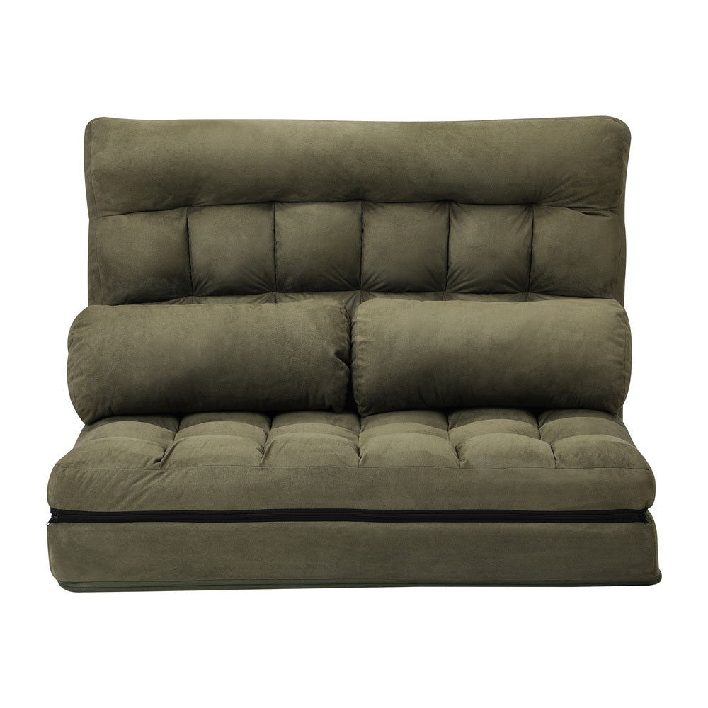 Oikiture Lounge Sofa Bed Floor Recliner 2 seater Folding Green-Folding Sofa Lounge-PEROZ Accessories