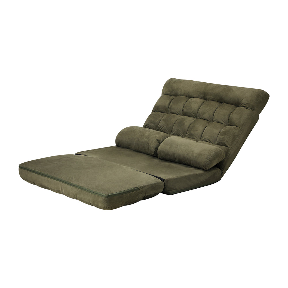 Oikiture Lounge Sofa Bed Floor Recliner 2 seater Folding Green-Folding Sofa Lounge-PEROZ Accessories