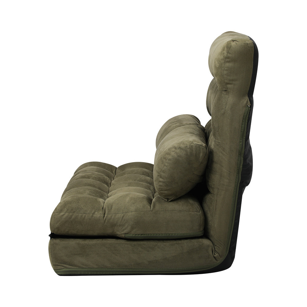 Oikiture Lounge Sofa Bed Floor Recliner 2 seater Folding Green-Folding Sofa Lounge-PEROZ Accessories