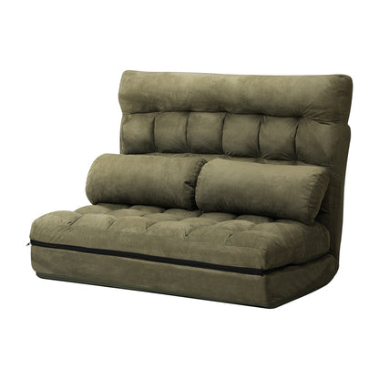 Oikiture Lounge Sofa Bed Floor Recliner 2 seater Folding Green-Folding Sofa Lounge-PEROZ Accessories