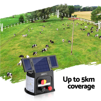 Giantz 5km Electric Fence Energiser PET Solar Energizer 0.15J-Commercial &gt; Commercial Others &gt; Fencing &amp; Barriers-PEROZ Accessories