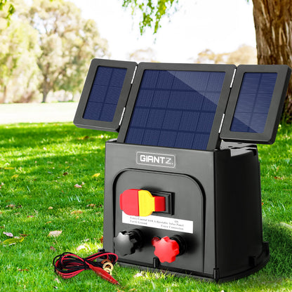 Giantz 5km Electric Fence Energiser PET Solar Energizer 0.15J-Commercial &gt; Commercial Others &gt; Fencing &amp; Barriers-PEROZ Accessories