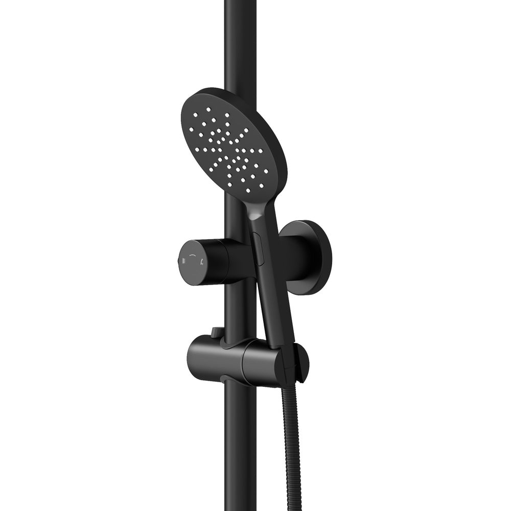 Welba 10&quot; Rain Shower Head Set Round 3-Mode Handheld Shower Rail Set Black-Shower Heads-PEROZ Accessories