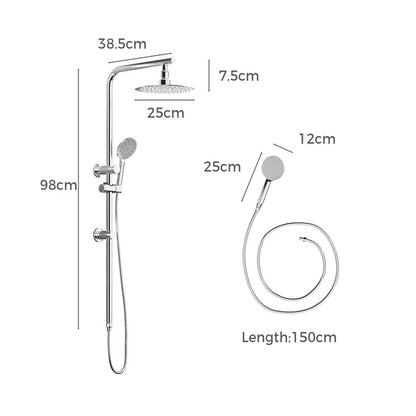 Welba 10&quot; Rain Shower Head Set Round 3-Mode Handheld Shower Rail Set Chrome-Shower Heads-PEROZ Accessories