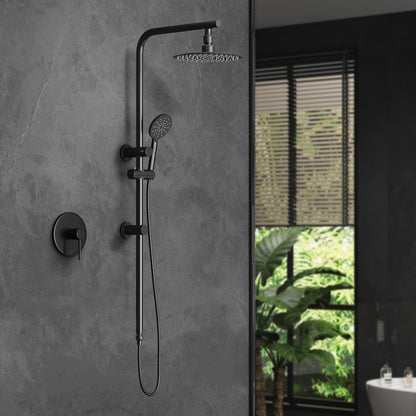 Welba 10&quot; Rain Shower Head Set Round Handheld With Shower Mixer Tap Black-Shower Heads-PEROZ Accessories