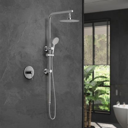 Welba 10&quot; Rain Shower Head Set Round Handheld With Shower Mixer Tap Chrome-Shower Heads-PEROZ Accessories