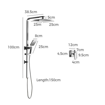 Welba 10&quot; Rain Shower Head Set Square Handheld With Shower Mixer Tap Chrome-Shower Heads-PEROZ Accessories