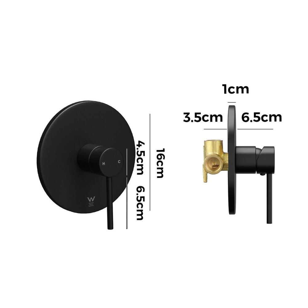 Welba Shower Mixer Tap Bathroom Wall Tapware Brass Tapware Round Black-Shower Heads-PEROZ Accessories