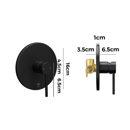 Welba Shower Mixer Tap Bathroom Wall Tapware Brass Tapware Round Black-Shower Heads-PEROZ Accessories