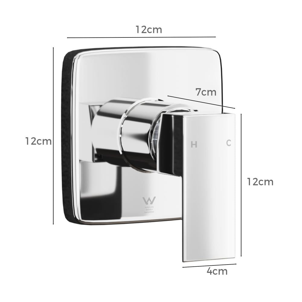 Welba Shower Mixer Tap Bathroom Wall Tapware Brass Tapware Square Chrome-Shower Heads-PEROZ Accessories