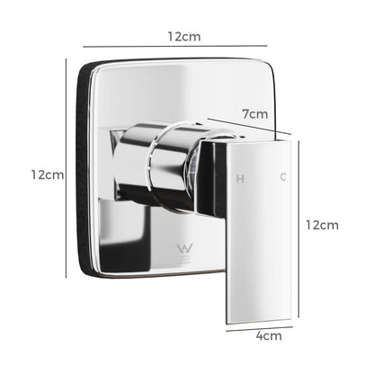 Welba Shower Mixer Tap Bathroom Wall Tapware Brass Tapware Square Chrome-Shower Heads-PEROZ Accessories