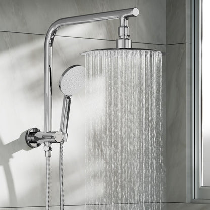 Welba 10&quot; Rain Shower Head Set Round 3-Mode Handheld Shower Gooseneck Chrome-Shower Heads-PEROZ Accessories