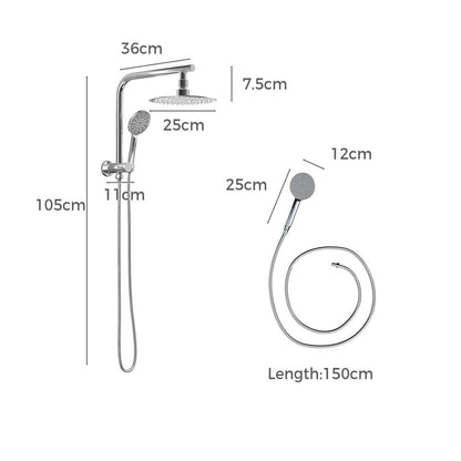 Welba 10&quot; Rain Shower Head Set Round 3-Mode Handheld Shower Gooseneck Chrome-Shower Heads-PEROZ Accessories