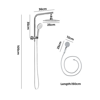 Welba 10&quot; Rain Shower Head Set Round 3-Mode Handheld Shower Gooseneck Chrome-Shower Heads-PEROZ Accessories