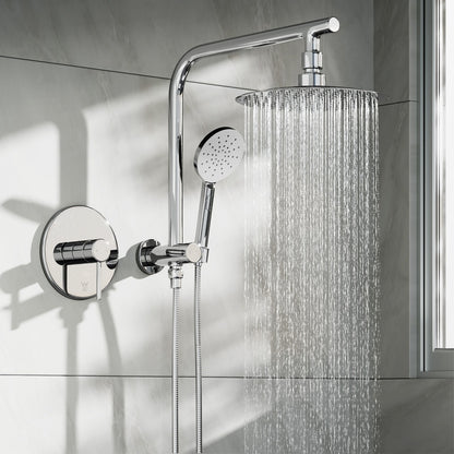 Welba 10&quot; Rain Shower Head Set With Mixer Round 3-Mode Handheld Shower Chrome-Shower Heads-PEROZ Accessories