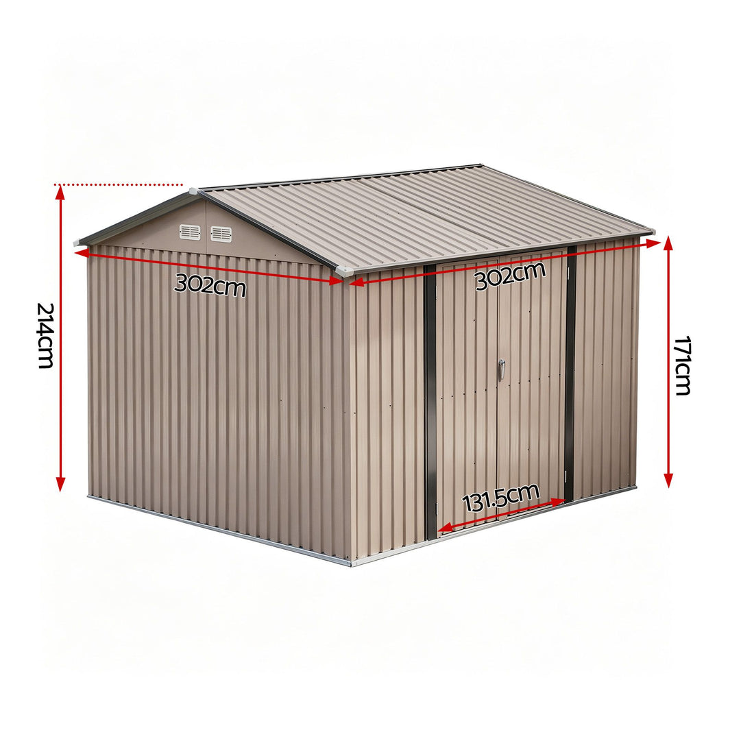 Giantz 3X3M Garden Shed Outdoor Storage Backyard Tool Shed Galvanized Steel Brown-Home &amp; Garden > Storage > Sheds-PEROZ Accessories