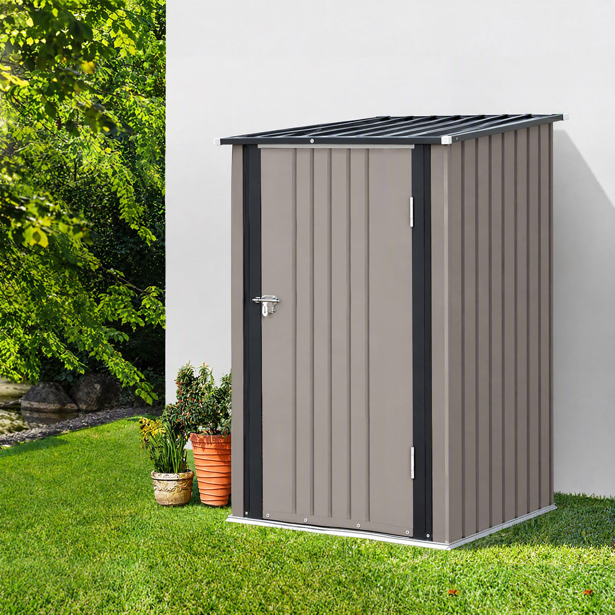 Giantz Garden Shed Outdoor Storage Metal Tool Shed Steel 99x104cm Brown-Home &amp; Garden > Storage > Sheds-PEROZ Accessories