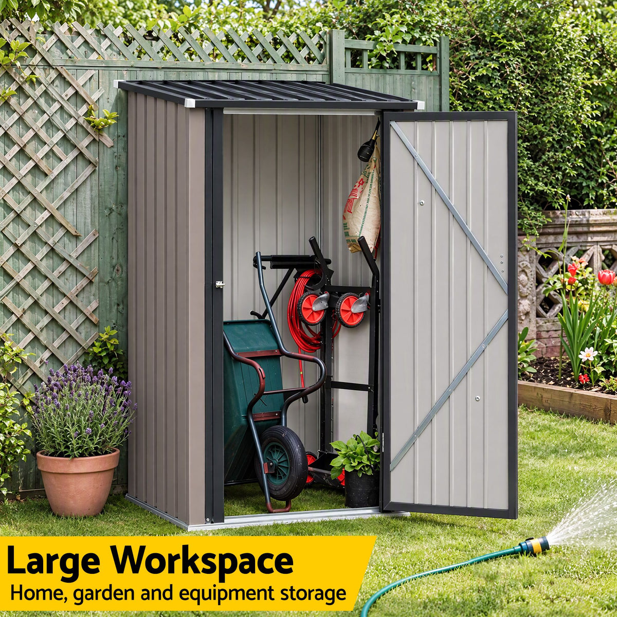 Giantz Garden Shed Outdoor Storage Metal Tool Shed Steel 99x104cm Brown-Home &amp; Garden > Storage > Sheds-PEROZ Accessories