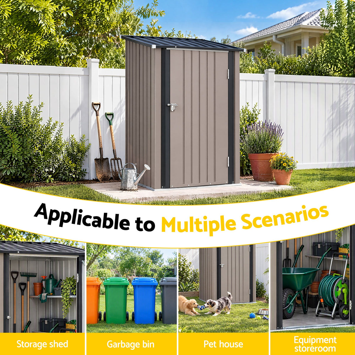 Giantz Garden Shed Outdoor Storage Metal Tool Shed Steel 99x104cm Brown-Home &amp; Garden > Storage > Sheds-PEROZ Accessories
