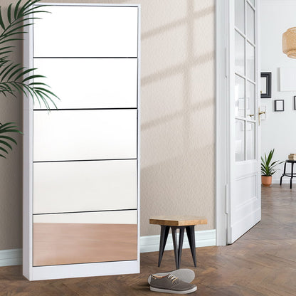 Artiss Shoe Rack Cabinet Mirror 25 Pairs White-Shoe Storage Cabinets-PEROZ Accessories