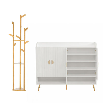 Artiss Shoe Rack Cabinet &amp; Clothes Rack Set Storage Shelf White Pine-Furniture > Living Room > Shoe Storage-PEROZ Accessories