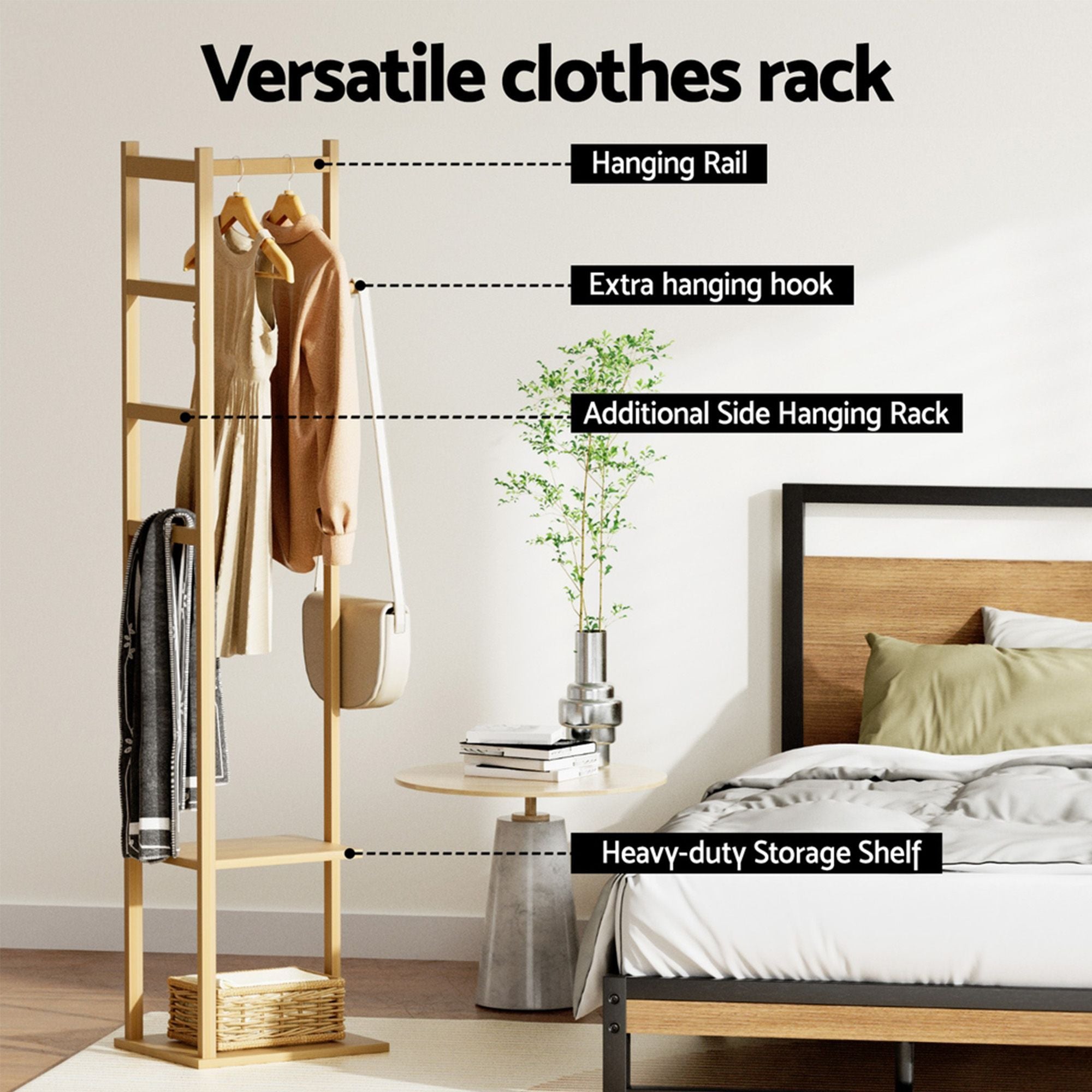 Artiss Shoe Rack Cabinet Wooden &amp; Bamboo Clothes Rack Set Storage Shelf White Pine-Furniture > Living Room > Shoe Storage-PEROZ Accessories