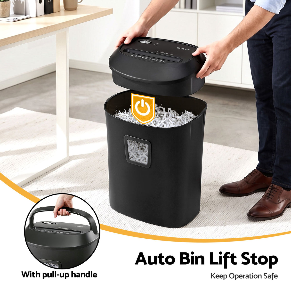 DEVANTI 25L Paper Shredder 14 Sheet P4 Cross Cut for Home Office-Commercial > Commercial Others > Office Supplies-PEROZ Accessories