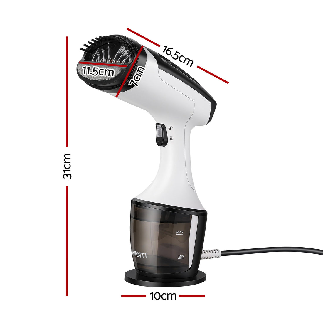 Devanti Clothes Steamer, 1500W Powerful Fast 30s Heat-Up Continuous Steam Lock 160ml Tank Fabric Brush Portable Handheld Steam Iron for Home Travel Business Trip-Appliances > Washers, Dryers &amp; Irons > Irons &amp; Ironing Systems-PEROZ Accessories