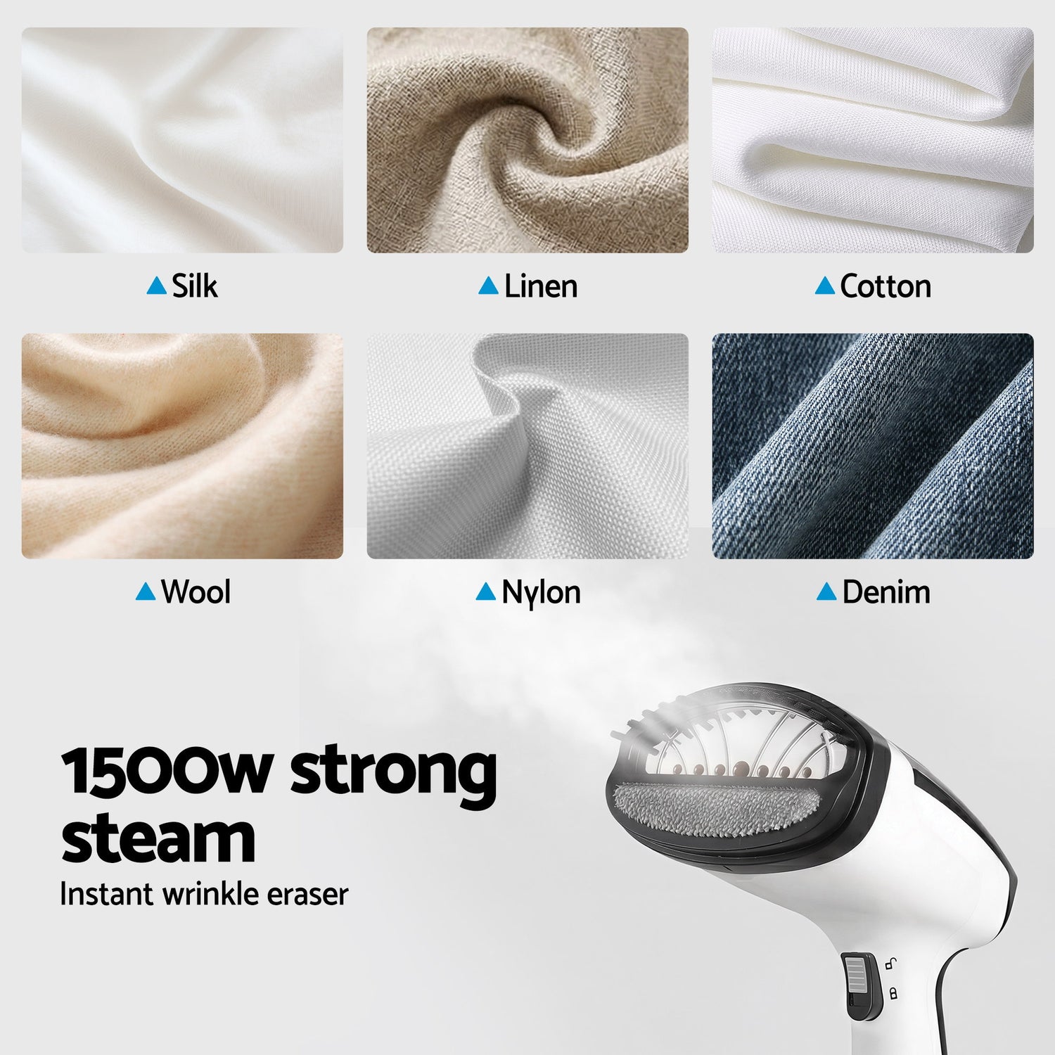 Devanti Clothes Steamer, 1500W Powerful Fast 30s Heat-Up Continuous Steam Lock 160ml Tank Fabric Brush Portable Handheld Steam Iron for Home Travel Business Trip-Appliances > Washers, Dryers &amp; Irons > Irons &amp; Ironing Systems-PEROZ Accessories