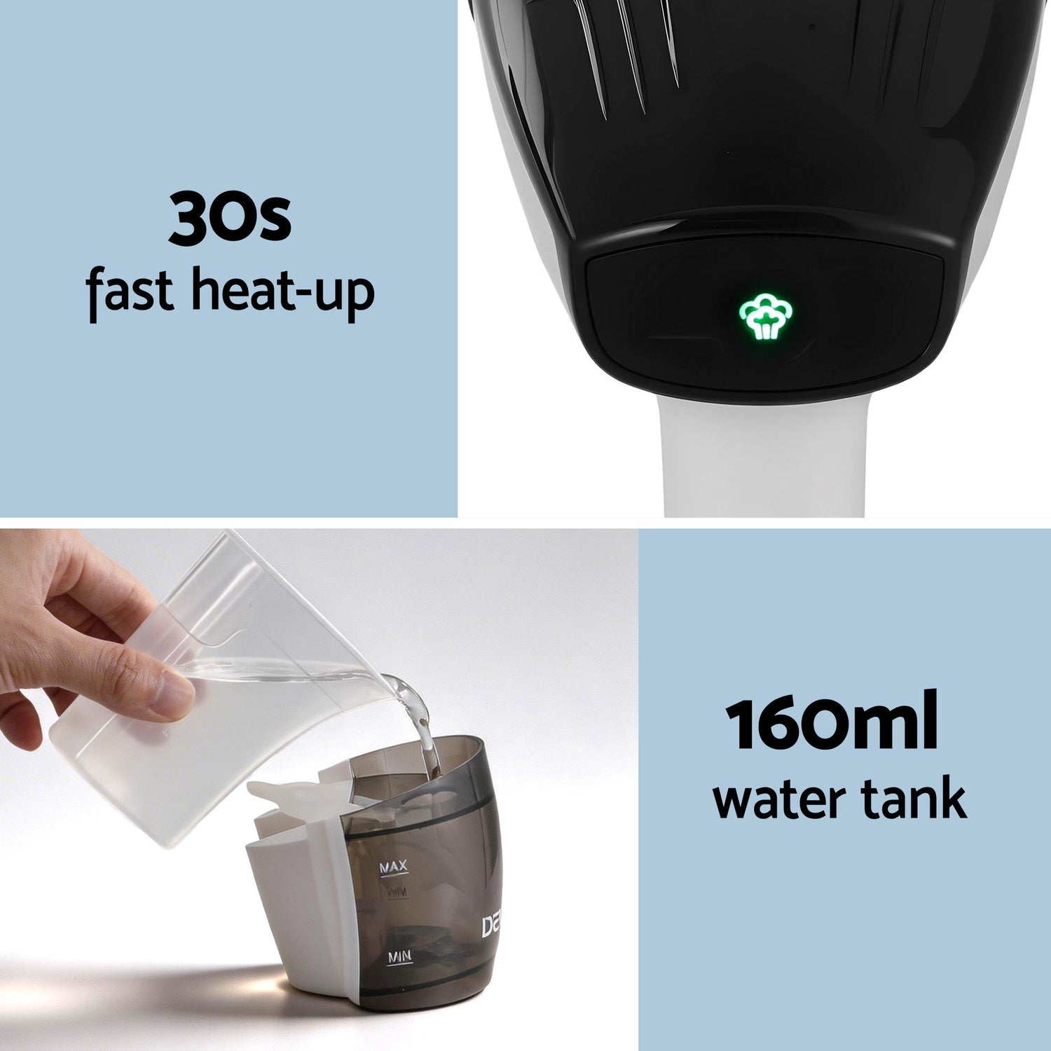 Devanti Clothes Steamer, 1500W Powerful Fast 30s Heat-Up Continuous Steam Lock 160ml Tank Fabric Brush Portable Handheld Steam Iron for Home Travel Business Trip-Appliances > Washers, Dryers &amp; Irons > Irons &amp; Ironing Systems-PEROZ Accessories