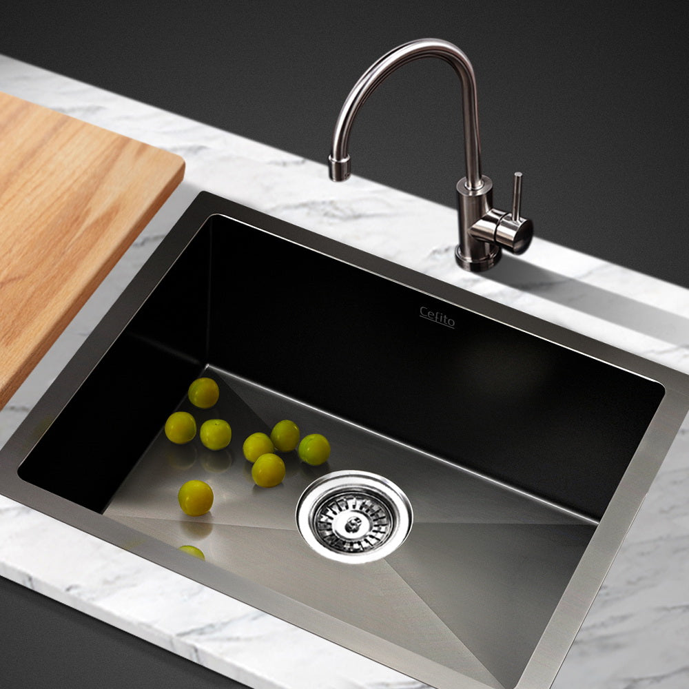Cefito Kitchen Sink 45X30CM Stainless Steel Basin Single Bowl Black-Furniture &gt; Dining &gt; Kitchen Sinks-PEROZ Accessories