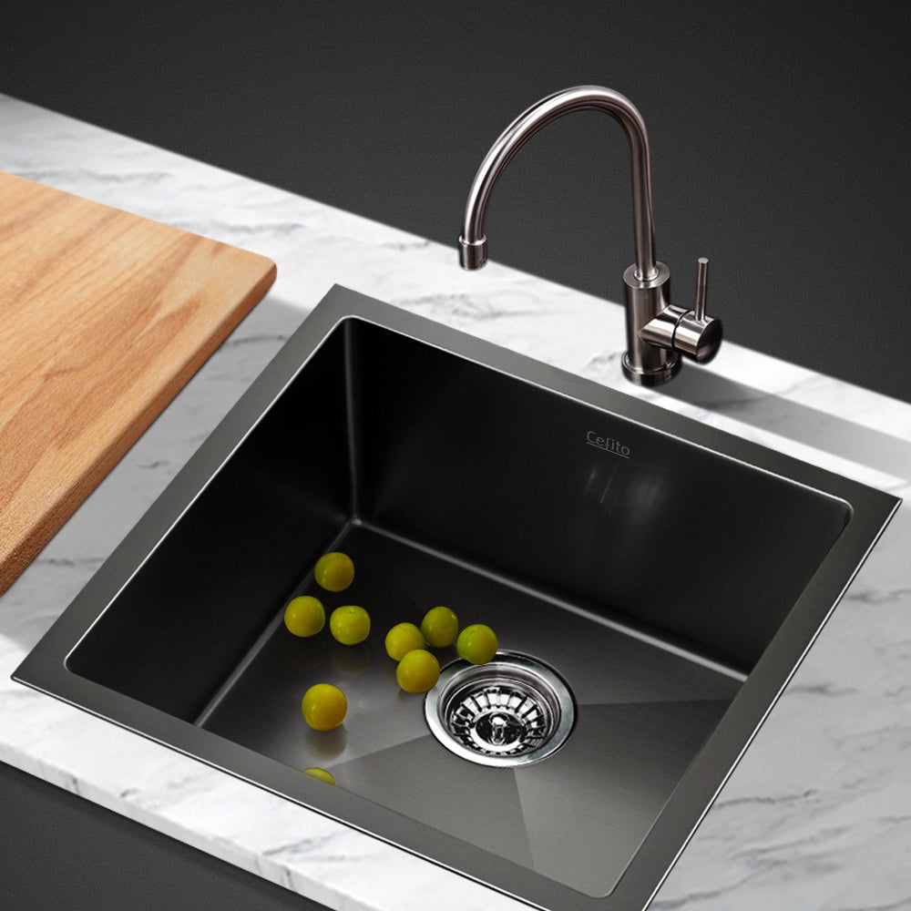 Cefito Kitchen Sink 51X45CM Stainless Steel Basin Single Bowl Black-Furniture &gt; Dining &gt; Kitchen Sinks-PEROZ Accessories