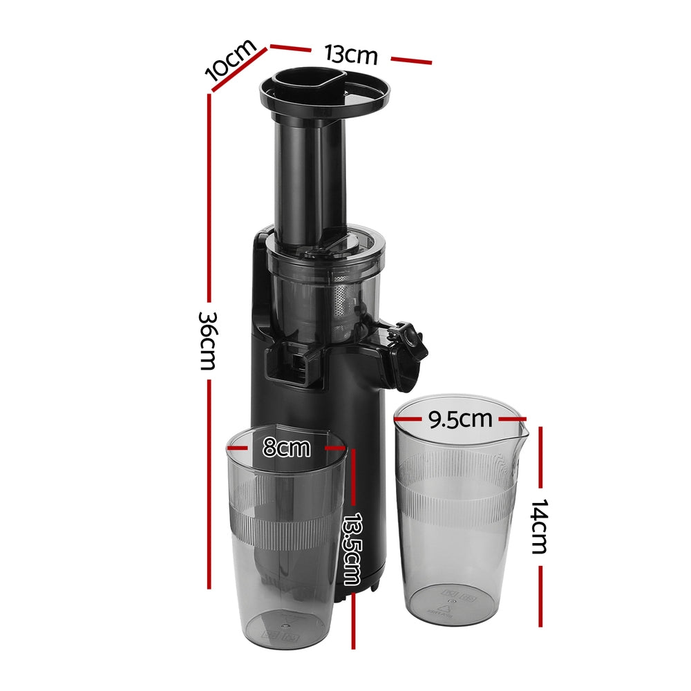 Devanti Slow Juicer Cold Press Fruit Juice Extractor 130W Black-Appliances &gt; Kitchen Appliances-PEROZ Accessories