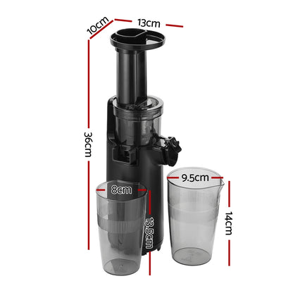 Devanti Slow Juicer Cold Press Fruit Juice Extractor 130W Black-Appliances &gt; Kitchen Appliances-PEROZ Accessories