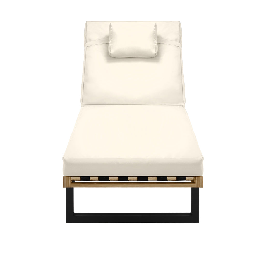 Livsip Sun Lounge Outdoor Lounger Day Bed Garden Patio Furniture Setting Beige-Sun Lounge-PEROZ Accessories