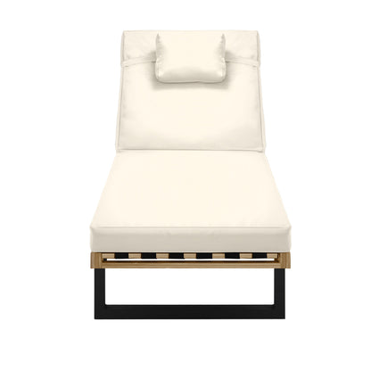 Livsip Sun Lounge Outdoor Lounger Day Bed Garden Patio Furniture Setting Beige-Sun Lounge-PEROZ Accessories