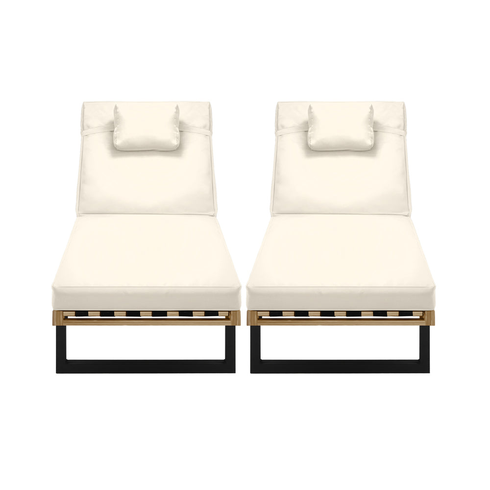 Livsip 2X Sun Lounge Outdoor Lounger Patio Furniture Setting Day Bed Garden-Sun Lounge-PEROZ Accessories