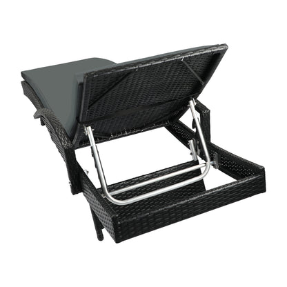 Livsip Outdoor Furniture Sun Lounger Wicker Lounge Patio Sofa Rattan Day Bed-Sun Lounges-PEROZ Accessories