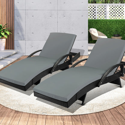 Livsip Sun Lounger Wicker Lounge Outdoor Furniture Patio Set Day Bed Cushion 2X-Sun Lounges-PEROZ Accessories