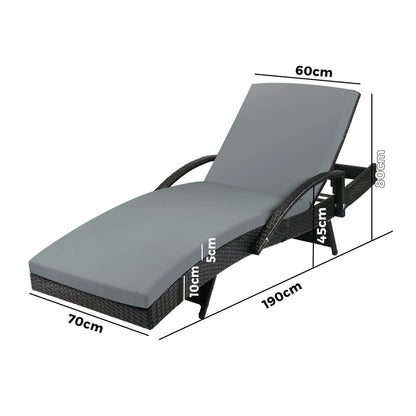 Livsip Sun Lounger Wicker Lounge Outdoor Furniture Patio Set Day Bed Cushion 2X-Sun Lounges-PEROZ Accessories