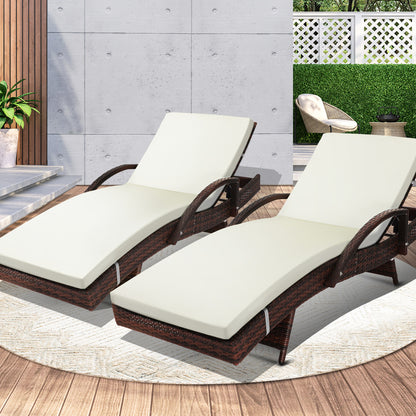 Livsip Outdoor Furniture Sun Lounge Rattan Wicker Lounger Sofa Patio Day Bed 2X-Sun Lounges-PEROZ Accessories