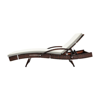 Livsip Outdoor Furniture Sun Lounge Rattan Wicker Lounger Sofa Patio Day Bed 2X-Sun Lounge-PEROZ Accessories