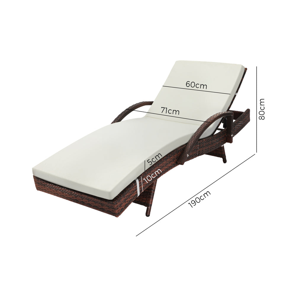 Livsip Outdoor Furniture Sun Lounge Rattan Wicker Lounger Sofa Patio Day Bed 2X-Sun Lounges-PEROZ Accessories
