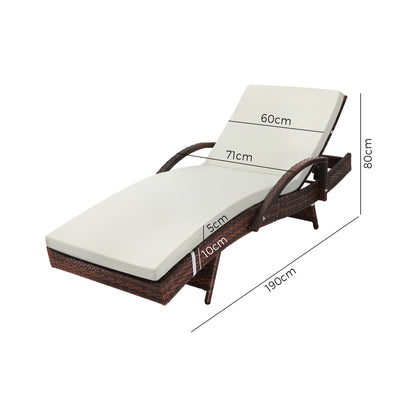 Livsip Outdoor Furniture Sun Lounge Rattan Wicker Lounger Sofa Patio Day Bed 2X-Sun Lounges-PEROZ Accessories