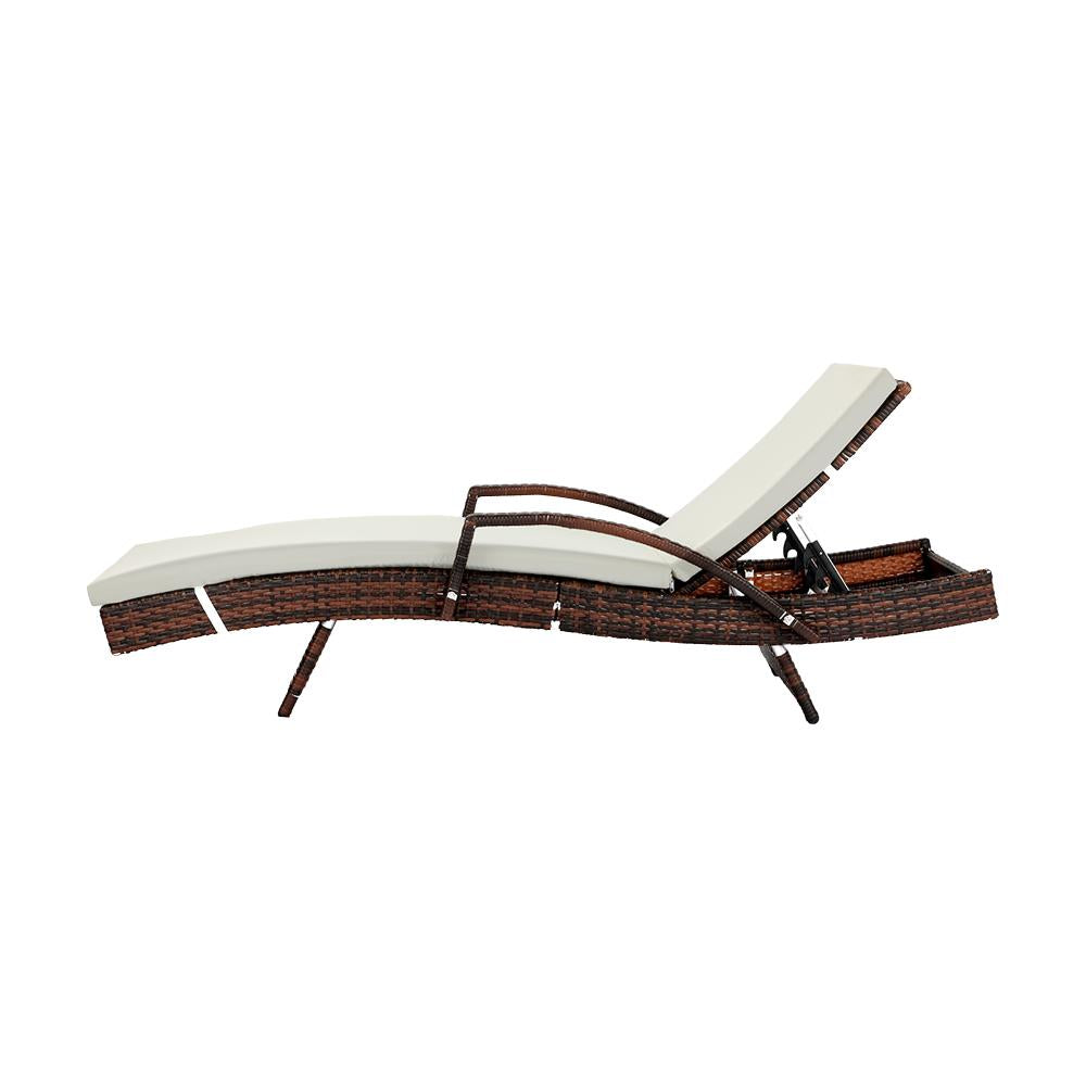 Livsip Outdoor Furniture Sun Lounge Rattan Wicker Lounger Sofa Patio Day Bed 2X-Sun Lounge-PEROZ Accessories
