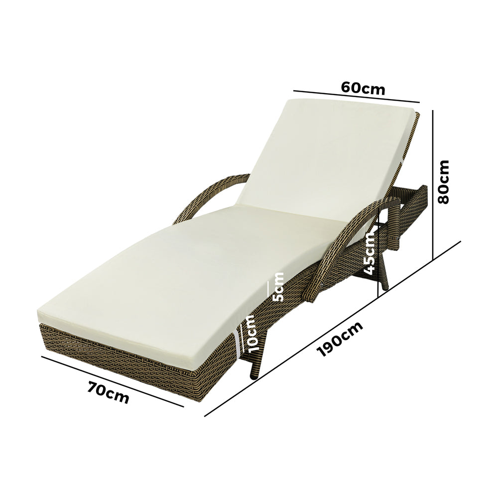 Livsip Sun Lounger Wicker Lounge Day Bed Sofa Outdoor Patio Set Pool Furniture-Sun Lounges-PEROZ Accessories